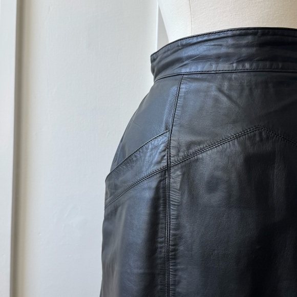 Vintage Toffs 100% Genuine Leather Black High-Waist Pencil Skirt - Size‎ 8 - Picture 3 of 14